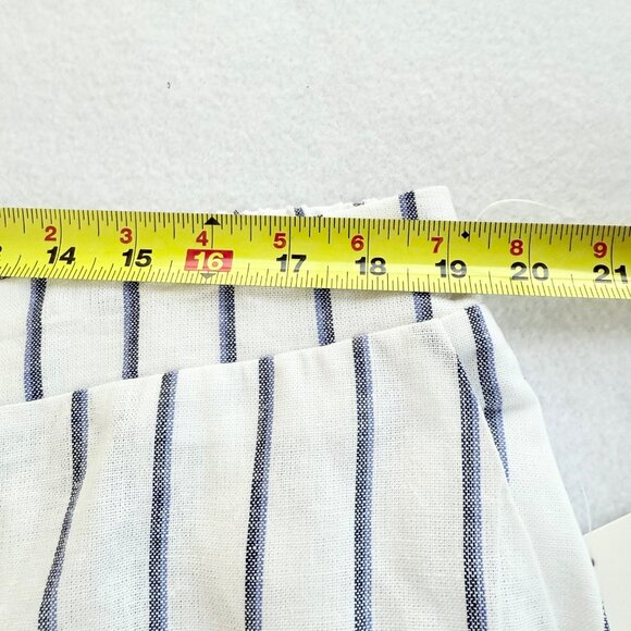 NWT Ellen Tracy Women's Linen Blend Pull-on Straight White Blue Stripe Pants XL - Picture 8 of 11